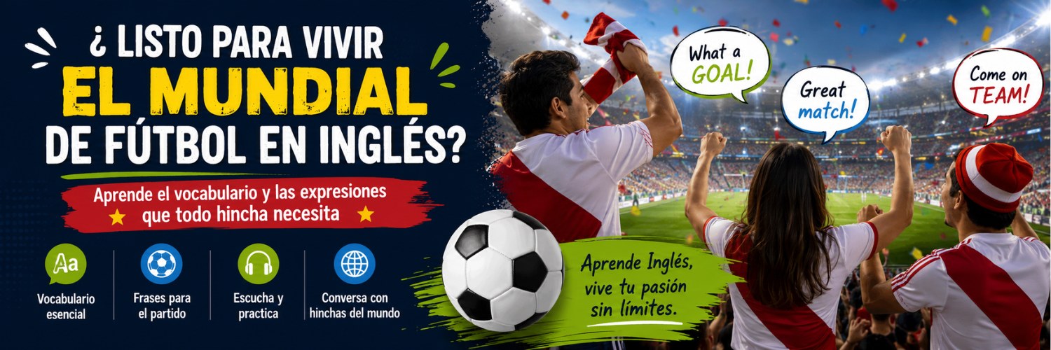 Hinchas celebrando un gol durante el Mundial mientras practican inglés